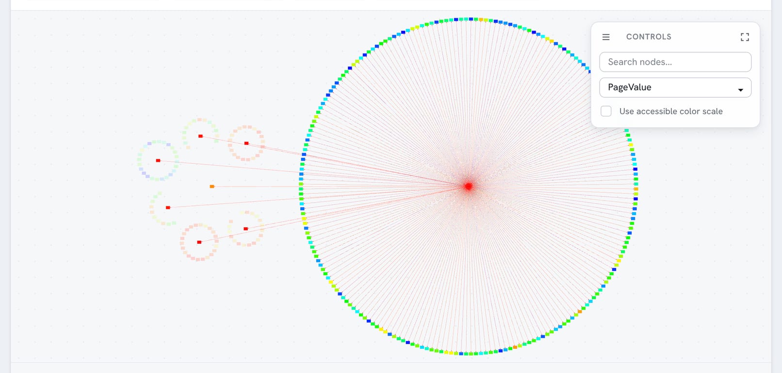 One page hovered, showing every link it has across the map