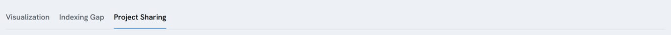 The project tab bar with Visualization, Indexing Gap and Project Sharing, with Project Sharing selected.